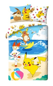 POŚCIEL BAWEŁNIANA 140 X 200 CM POKEMON PIKACHU BEACH