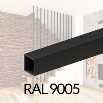 Rura kwadrat profil stalowy czarny RAL 25x25x2mm 100cm do balustrady harfy