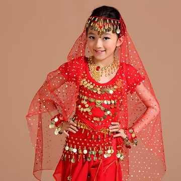 Детский костюм для танца живота. Топ с бахромой, шаровары,