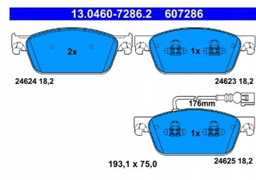 КОЛОДКИ ТОРМОЗНЫЕ ПЕРЕДНЯЯ ЧАСТЬ T5 T6 V VI ATE 607286 