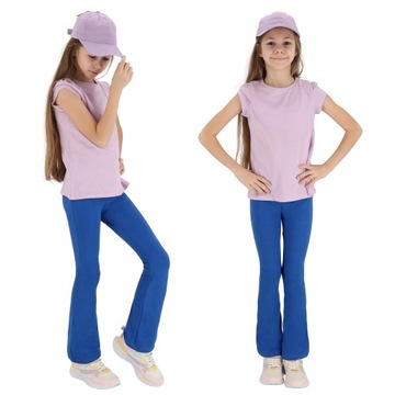 SPODNIE DZWONY DLA DZIECI BAWEŁNIANE DRESY 128