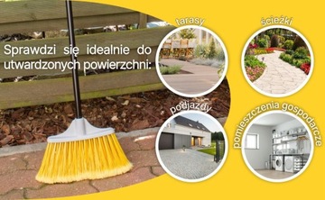 Садовая метла SUNNY с палкой, длинная и жесткая щетина облегчает уборку.