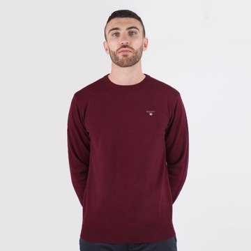 GANT LAMBSWOOL CREW NECK JUMPER PÁNSKY SVETER JAHŇACIA VLNA BURGUND veľ. XL