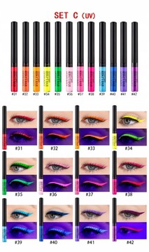 Liquid Eyeliner 12 szt. Matowy UV fluorescencyjny