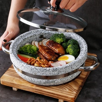 Универсальная многоразовая жаровня с корейской каменной чашей для тушения кимчи 26 см