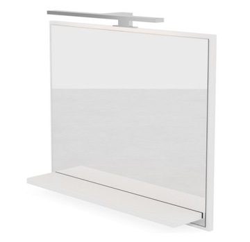 Lustro łazienkowe ścienne z półką i oświetleniem LED - PREMIUM - BIAŁE MAT