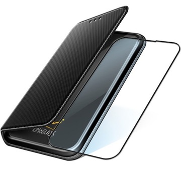 ETUI Z KLAPKĄ DO XIAOMI REDMI NOTE 7 CZARNE ZAMYKANE MAGNETYCZNE FLIP SZKŁO