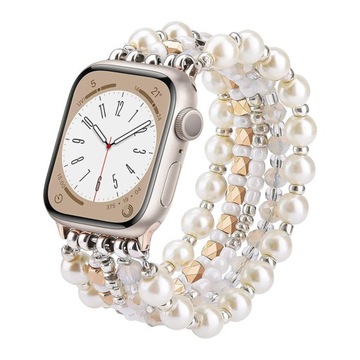 Watch Strap for Apple Faux Pearl Rhinestone Beaded Watch