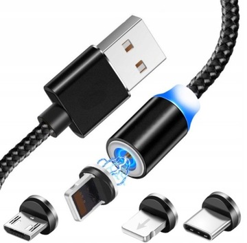 Kabel Magnetyczny USB-C Micro iPhone Ładowarka 1M