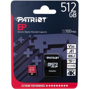 PATRIOT EP 512 ГБ micro SD XC CL10 UHS U3 A1 V30