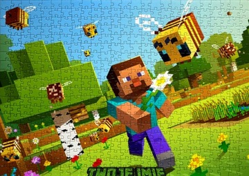 Puzzle Minecraft + IMIĘ + pudełko - A4 110 el