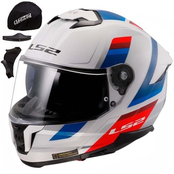 LS2 KASK MOTOCYKLOWY INTEGRALNY ECE 22-06 STREAM II VINTAGE WHT BLU RED 2XL