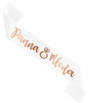 Szarfa PANNA MŁODA biała 160cm Rose Gold Panieński
