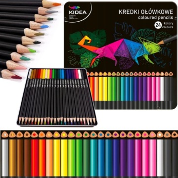 Треугольные мелки в мет. 24 цвета KIDEA в коробке.