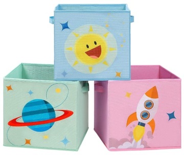 3X PUDEŁKA NA ZABAWKI DZIECIĘCE SKRZYNKI 30x30 CM POJEMNIKI ORGANIZERY DUŻE