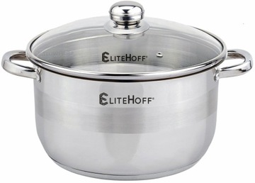 Srebrny Garnek Stal Pokrywka 36CM 21,8L ELITEHOFF
