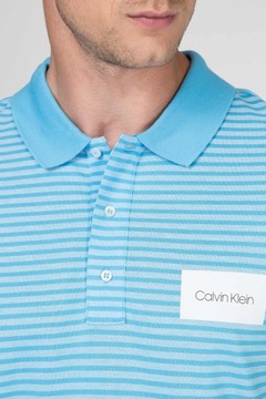 CALVIN KLEIN KOSZULKA POLO OXFORD STRIPE PIQUE L