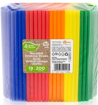 Słomki rurki plastikowe Mix kolorów 200 sztuk