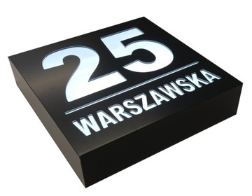 PODŚWIETLANY, ŚWIECĄCY NUMER DOMU LED - 30cm x30cm