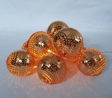 10xCOTTON BALLS KULE ŚWIECĄCE LED GIRLANDA CEKINY