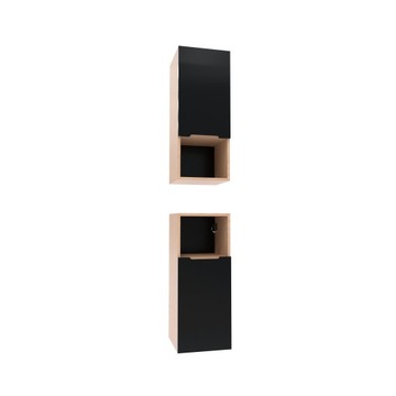 Szafka boczna czarna 75x30x30 łazienkowa wisząca czarny mat/dąb, Omeble