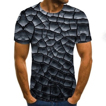 MĘSKA KOSZULKA T-SHIRT nadruk 3D pęknięcia 5XL