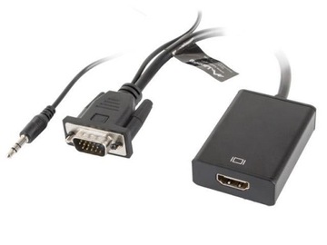 Kabel adapter Lanberg VGA (M) + Audio -> HDMI (