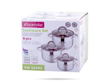 Кастрюли из нержавеющей стали, 6 элементов, Kamille KM5629S