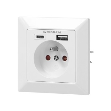 Gniazdo Elektryczne ścienne wyjście 5vdc USB-A+C