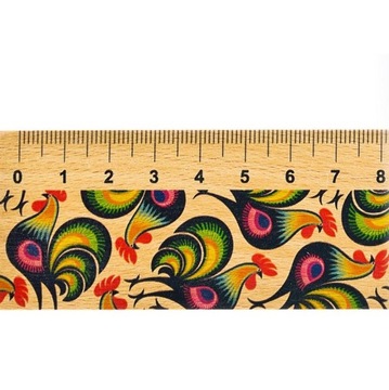 LINIJKA DREWNIANA - 20 CM - KOGUTY ŁOWICKIE EKO