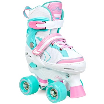Wrotki Łyżwy 2w1 Regulowane RAVEN Lia Mint 34-37 Kółka LED
