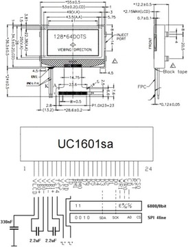 ART Новый ЖК-дисплей 128x64-AY COG с подсветкой. Светодиод Белый/Синий