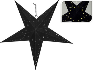 Велюровая звезда, черная, LED, 60 см