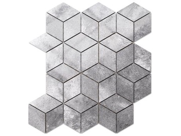 MOZAIKA GRESOWA DIAMOND ROMBY CIEMNA SZARA POLER