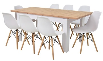 Zestaw stół rozkładany 180 cm i 8 krzeseł ARTISAN