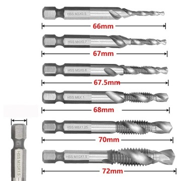 СВЕРЛА ДЛЯ РЕЗЬБЫ HSS M3 - M10 6 ШТ.