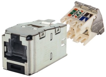 Moduł Minicom RJ45 kat.6 STP czarny z przesłoną cat 6