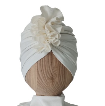 Czapeczka turban chrzest ecru 44-46