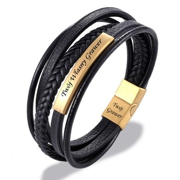Кожаный браслет для МУЖА БОЙФРЕНДА с ГРАВИРОВКОЙ