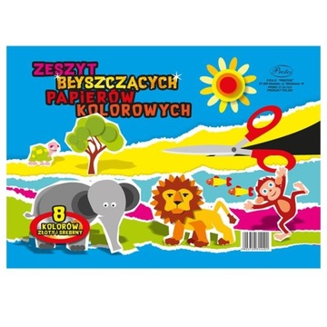 ZESZYT PAPIERÓW KOLOROWYCH WYCINANKA A5 BŁYSZCZĄCY PROTOS