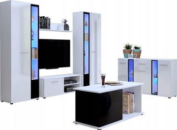 Zestaw mebli Komoda Witryna ława Cube XL połysk