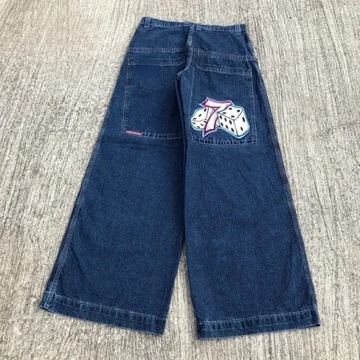 Streetwear Y2K Jeans Harajuku Hip Hop Retro skrzydełko wzorzysty haft