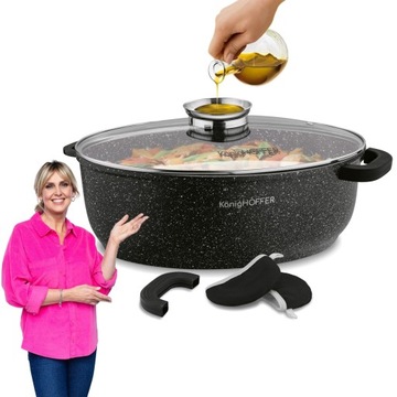 Owalna GĘSIARKA BRYTFANNA indukcja gaz MARMURKOWA garnek duży NON STICK 8L