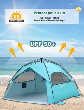 СКЛАДНАЯ ПЛЯЖНАЯ ПАЛАТКА СИНЯЯ UPF 50+ GLYMNIS