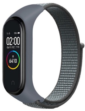 PASEK DO XIAOMI MI BAND 3/4/5/6/7 OPASKA NYLONOWA DO SMARTBAND - SZARY