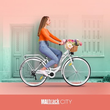 ROWER MIEJSKI DAMSKI 28'' DAMKA WIKLINOWY KOSZ ŚWIATŁA 6 PRZERZUTKI SHIMANO