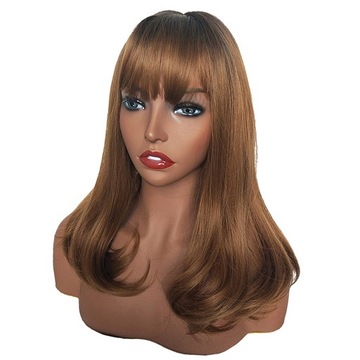 Натуральный шелковистый гладкий синтетический косплей, коричневый, как описано.