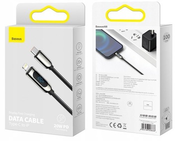 КАБЕЛЬ BASEUS USB-C TYPE-C - МОЛНИЯ ДЛЯ IPHONE БЫСТРАЯ ЗАРЯДКА PD 20ВТ 1М