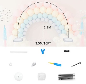 STOJAK STELAŻ TŁO DO ZDJĘĆ KOŁO NA BALONY ZESTAW ŁUK BALONOWY 3 M