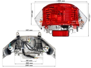 ЗАДНИЙ ЗАДНИЙ ФОНАРЬ БЕЛЫЕ ИНДИКАТОРЫ ПОВОРОТА КИТАЙСКИЙ СКУТЕР 4T GY6 COLIBER